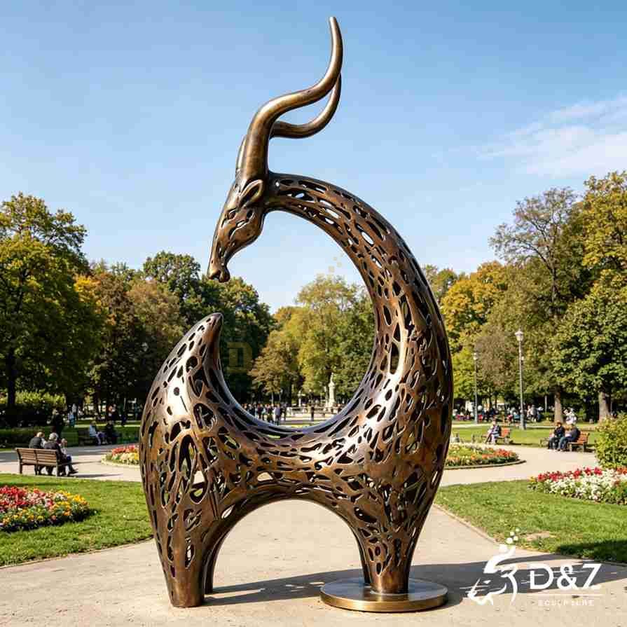 Bronze Abstract Goat Statue 2