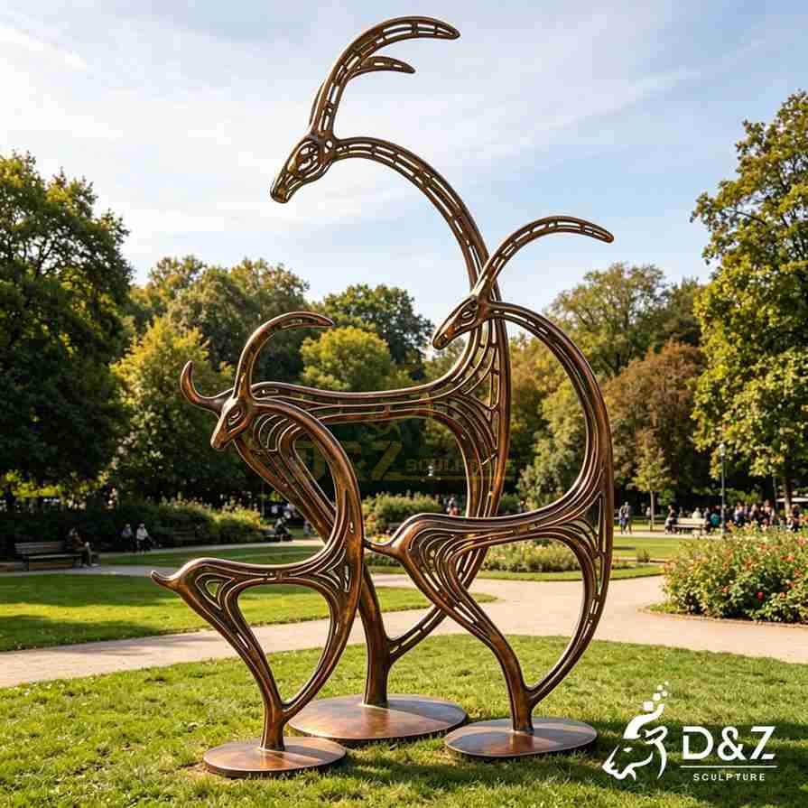 Bronze Abstract Goat Statue 3