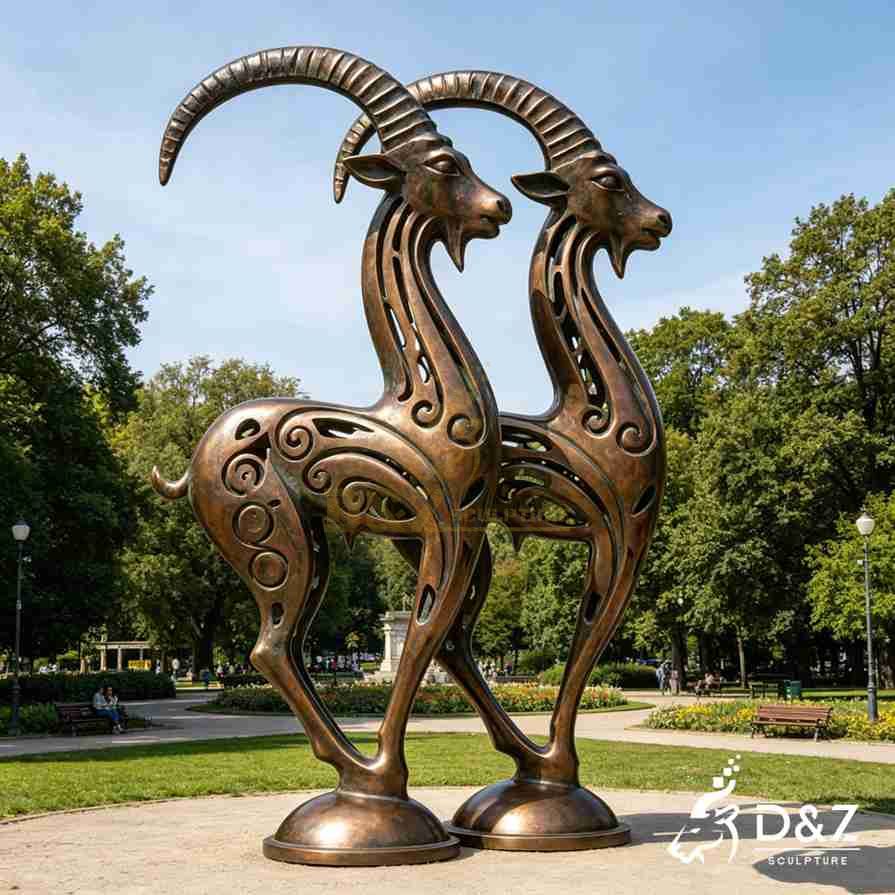 Bronze Abstract Goat Statue 4