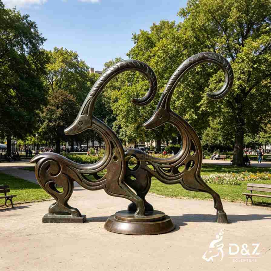 Bronze Abstract Goat Statue 5