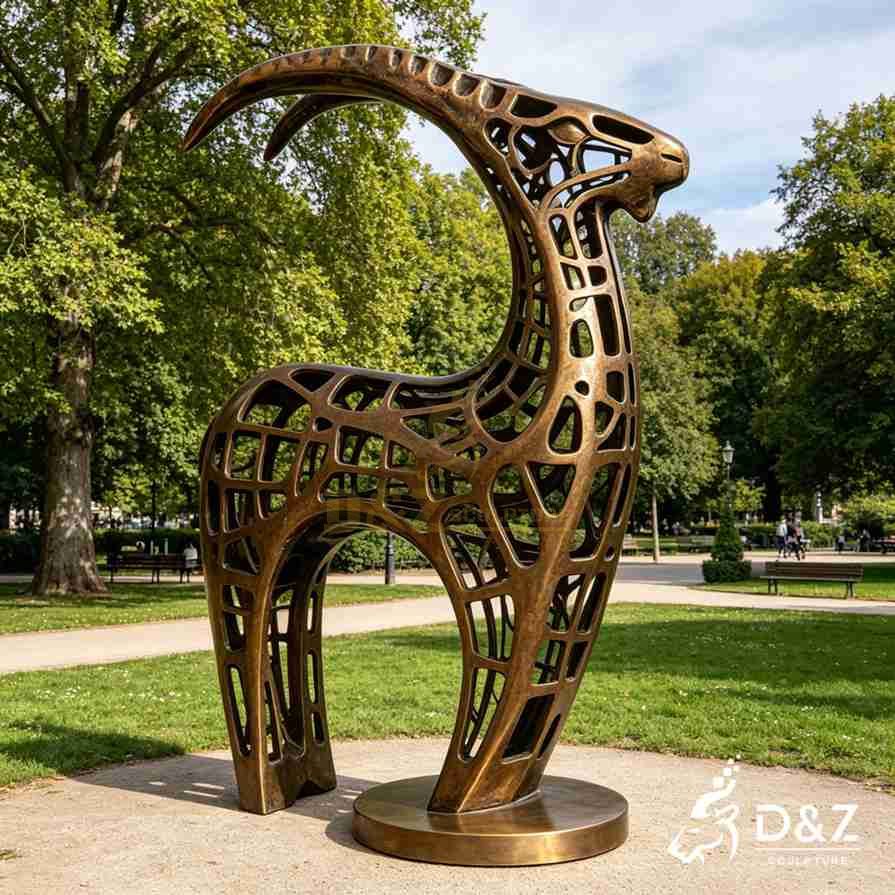 Bronze Abstract Goat Statue 6
