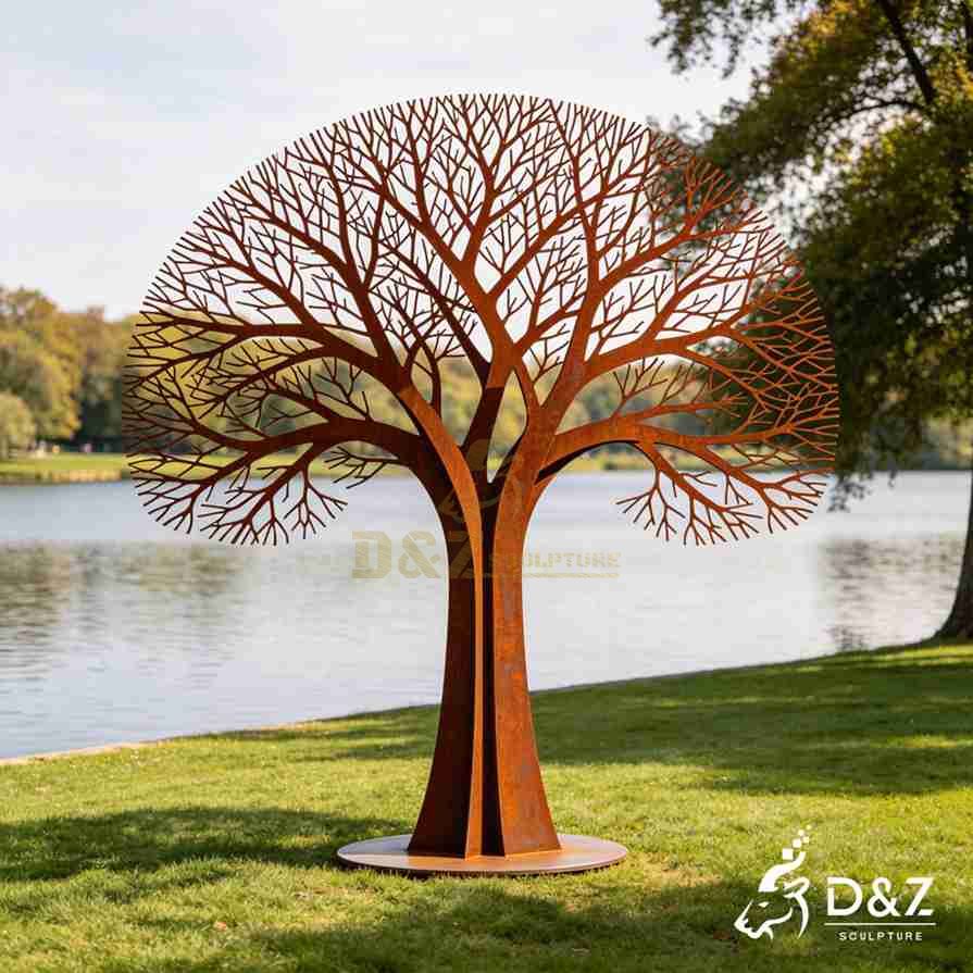 Outdoor metal tree art garden sculpture