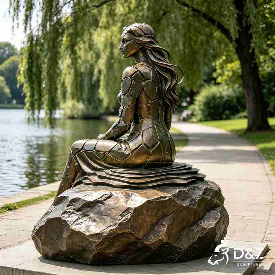 Lady on a Rock Statue 3
