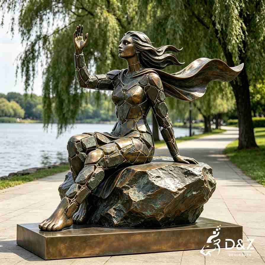 Lady on a Rock Statue 4