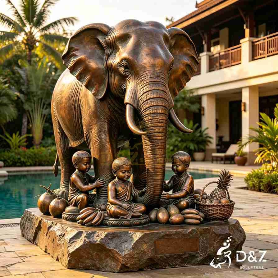 Elephant Statue with Child 4 Elephant Statue with Child 4