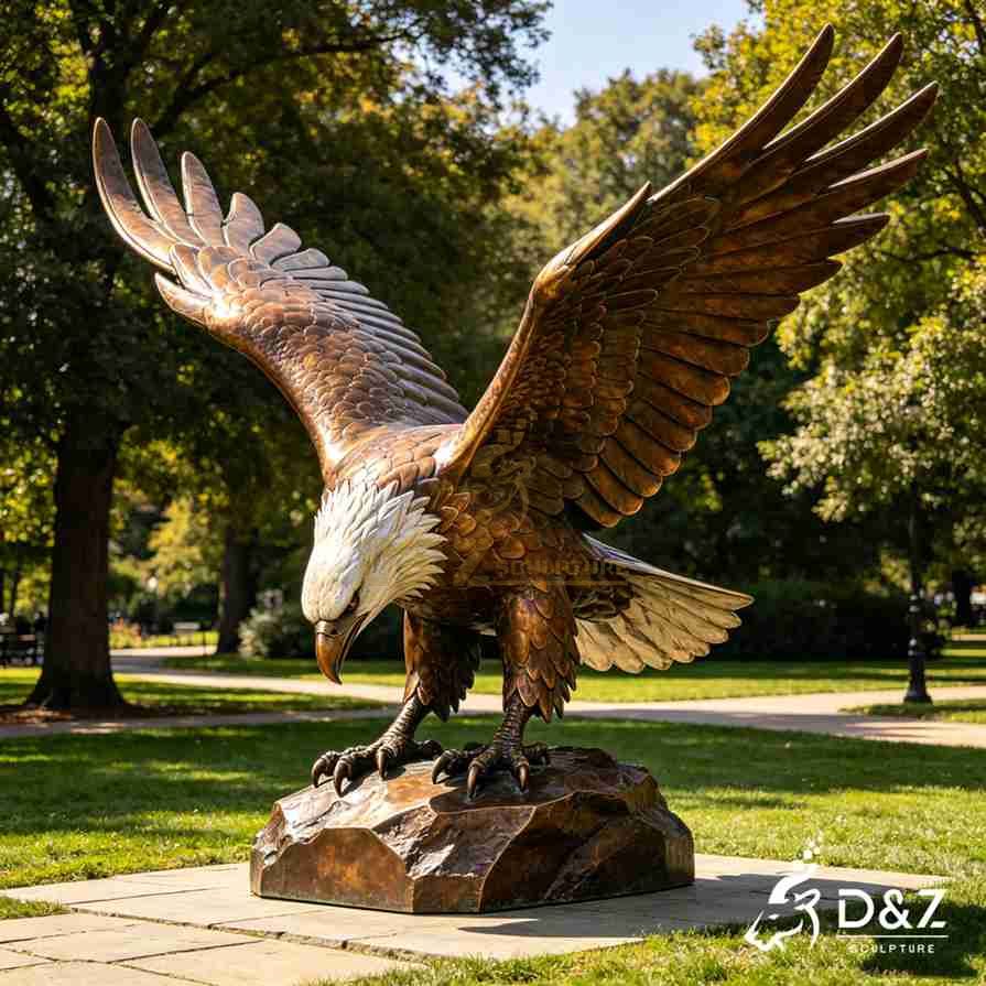 Large metal bald eagle garden statue for sale