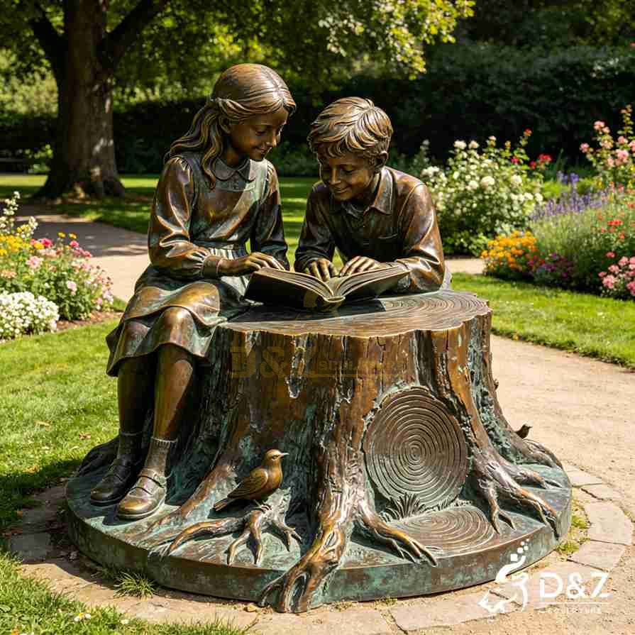 Boy and Girl Reading Statue 3 Boy and Girl Reading Statue 3