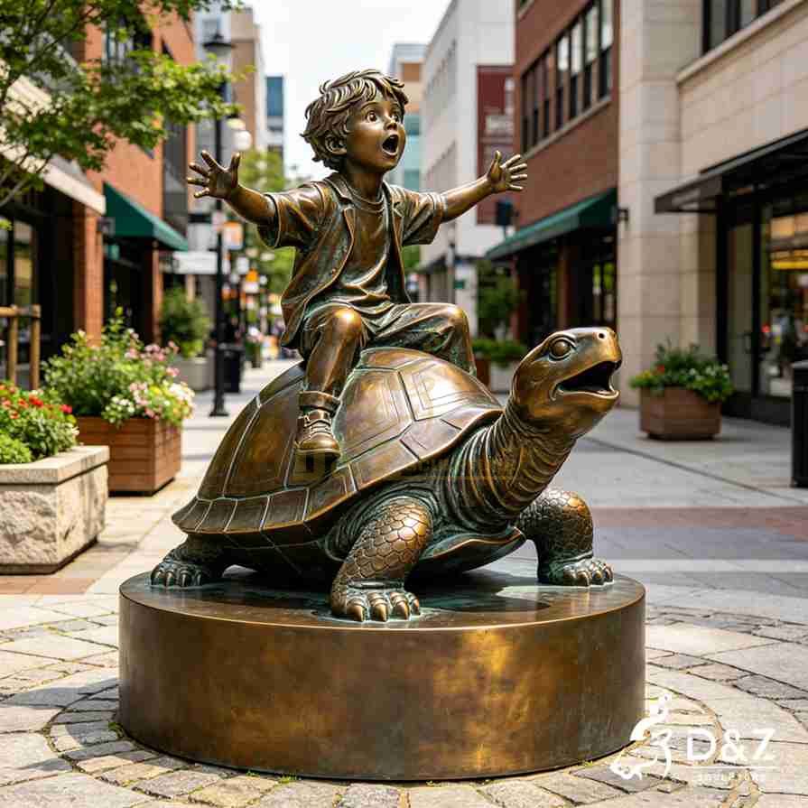 Boy Riding Turtle Statue 5 Boy Riding Turtle Statue 5