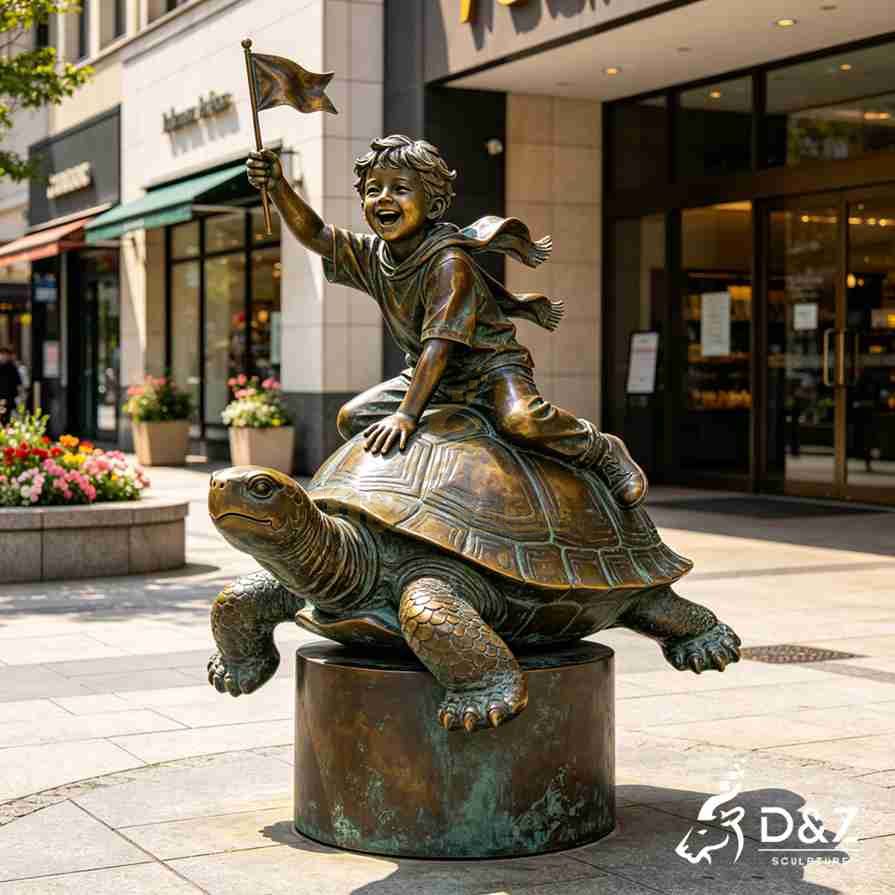 Boy Riding Turtle Statue 6 Boy Riding Turtle Statue 6