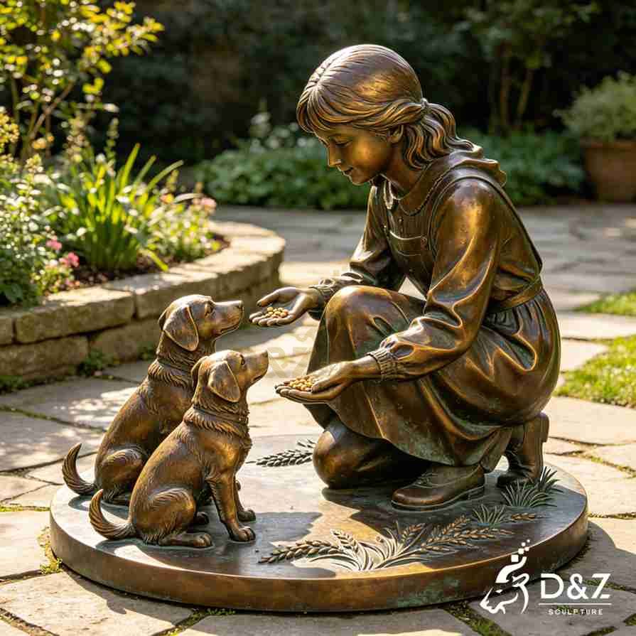Girl and Dog Statue 3 Girl and Dog Statue 3
