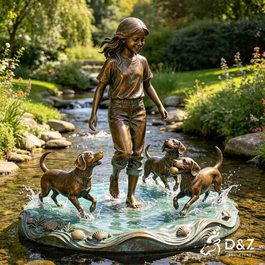 Girl and Dog Statue 6 Girl and Dog Statue 6