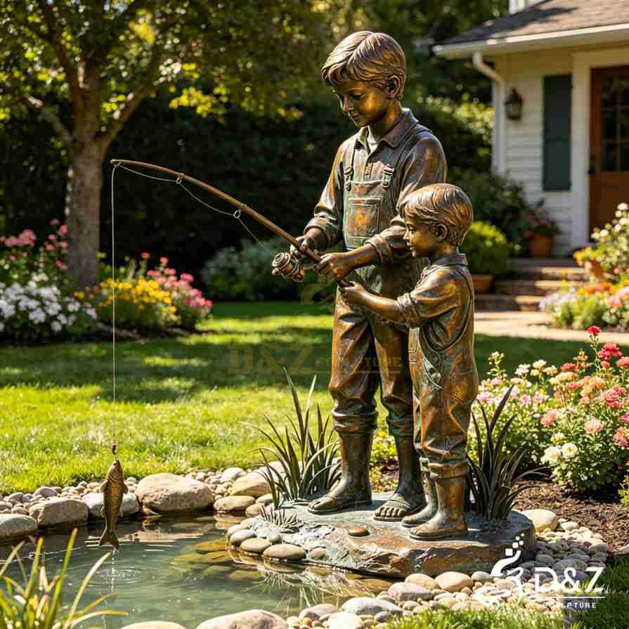 Boy Fishing Statue 3 Boy Fishing Statue 3