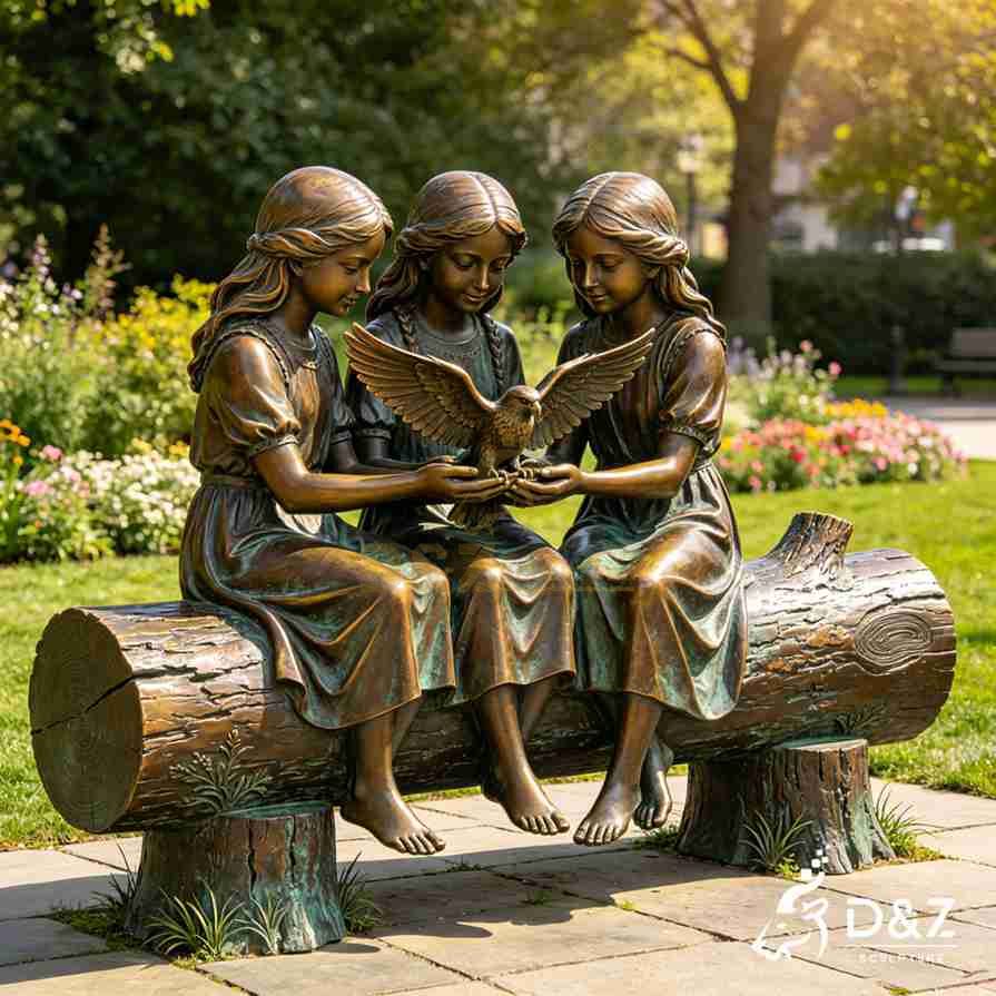 20-5 Large Bronze Children Statues | Custom Landscape Art Installation