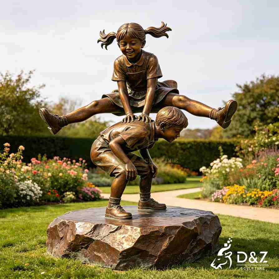 20-10 Large Bronze Children Statues | Custom Landscape Art Installation