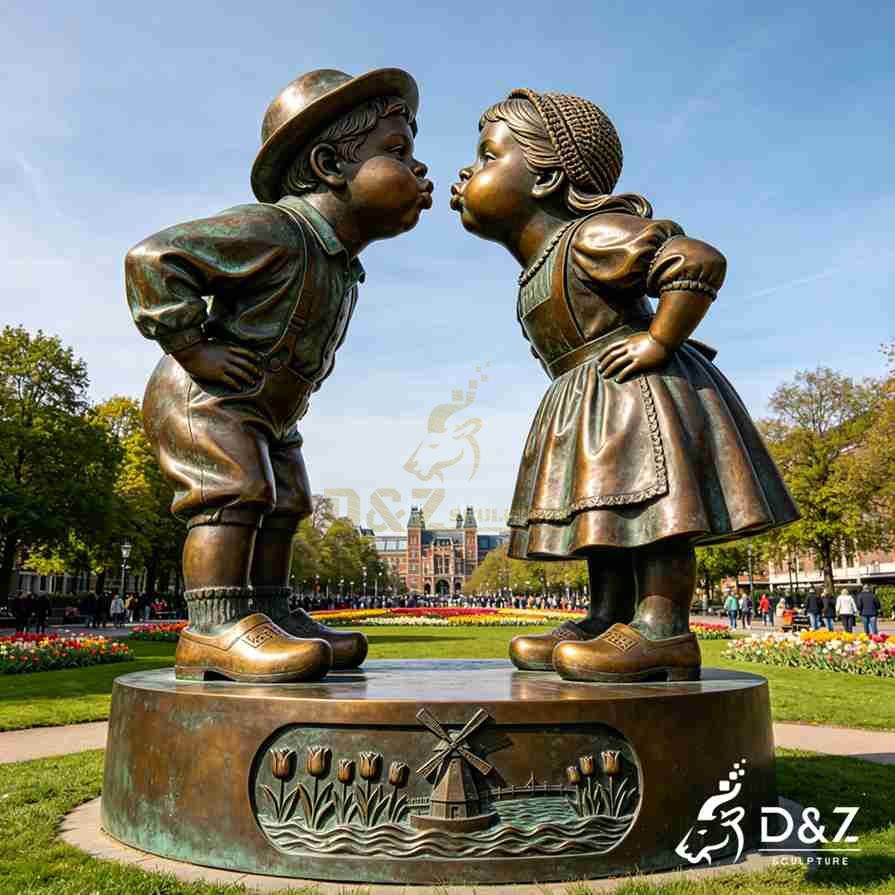 20-14 Large Bronze Children Statues | Custom Landscape Art Installation