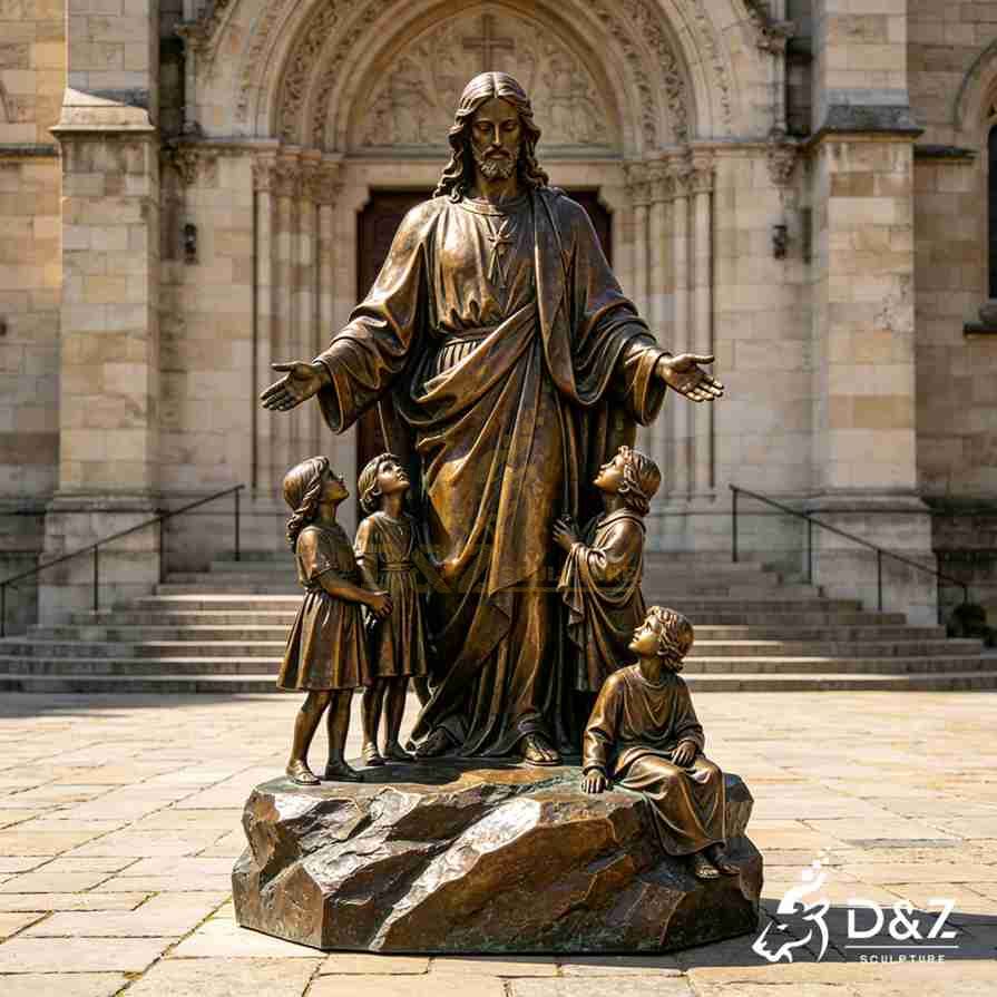 20-18 Large Bronze Children Statues | Custom Landscape Art Installation