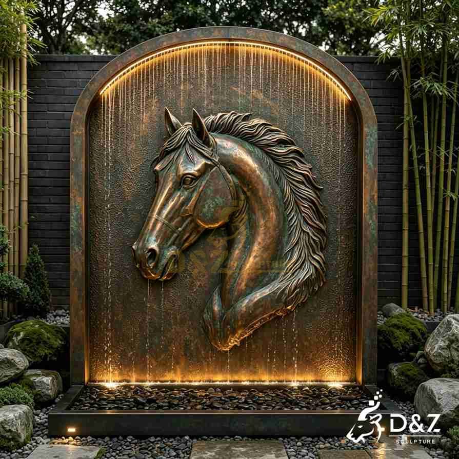 Bronze Horse Head Wall Fountain 4 Bronze Horse Head Wall Fountain 4