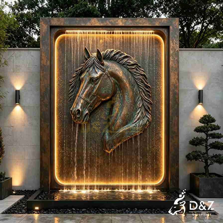 Bronze Horse Head Wall Fountain 5 Bronze Horse Head Wall Fountain 5