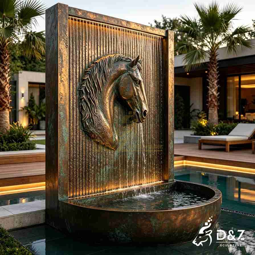 Bronze Horse Head Wall Fountain 6 Bronze Horse Head Wall Fountain 6