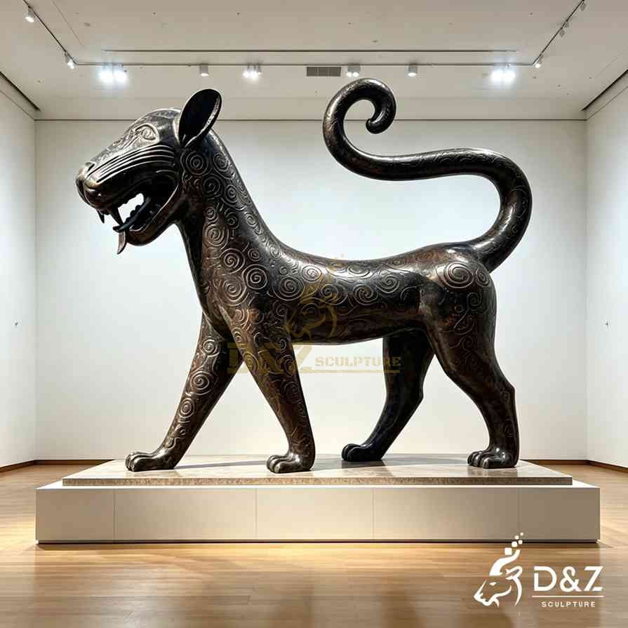 15-12 Metal and Bronze Leopard Statues