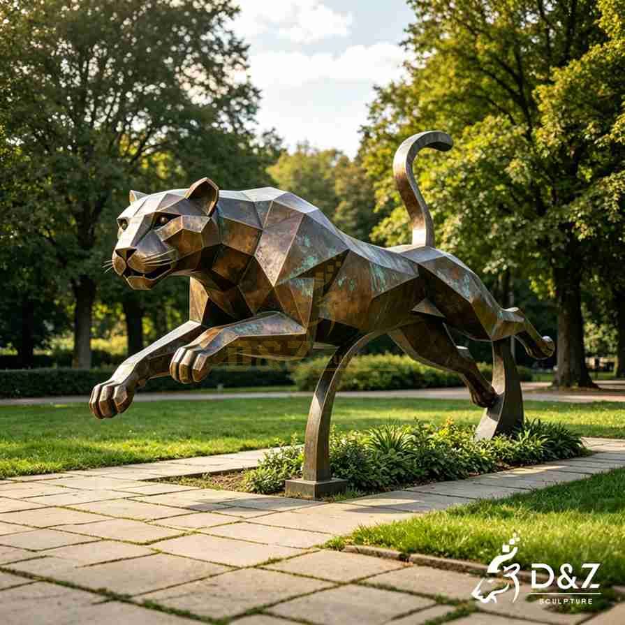 15-13 Metal and Bronze Leopard Statues