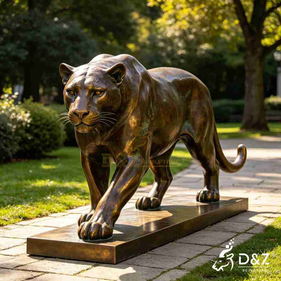 15-15 Metal and Bronze Leopard Statues
