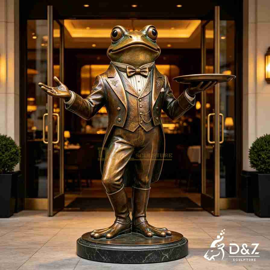 Frog butler statue with tray Frog butler statue with tray