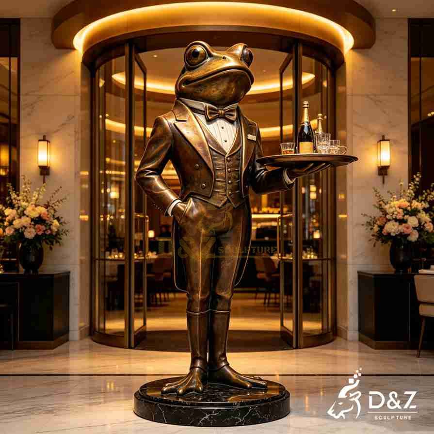 Frog butler statue with tray Frog butler statue with tray