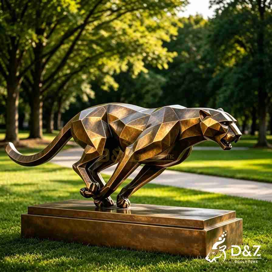 Geometric Bronze Leopard Statue 2 Geometric Bronze Leopard Statue 2
