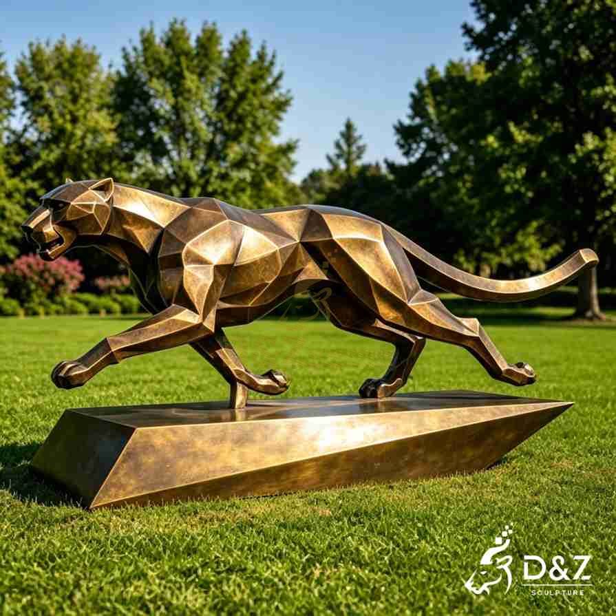 Geometric Bronze Leopard Statue 6 Geometric Bronze Leopard Statue 6