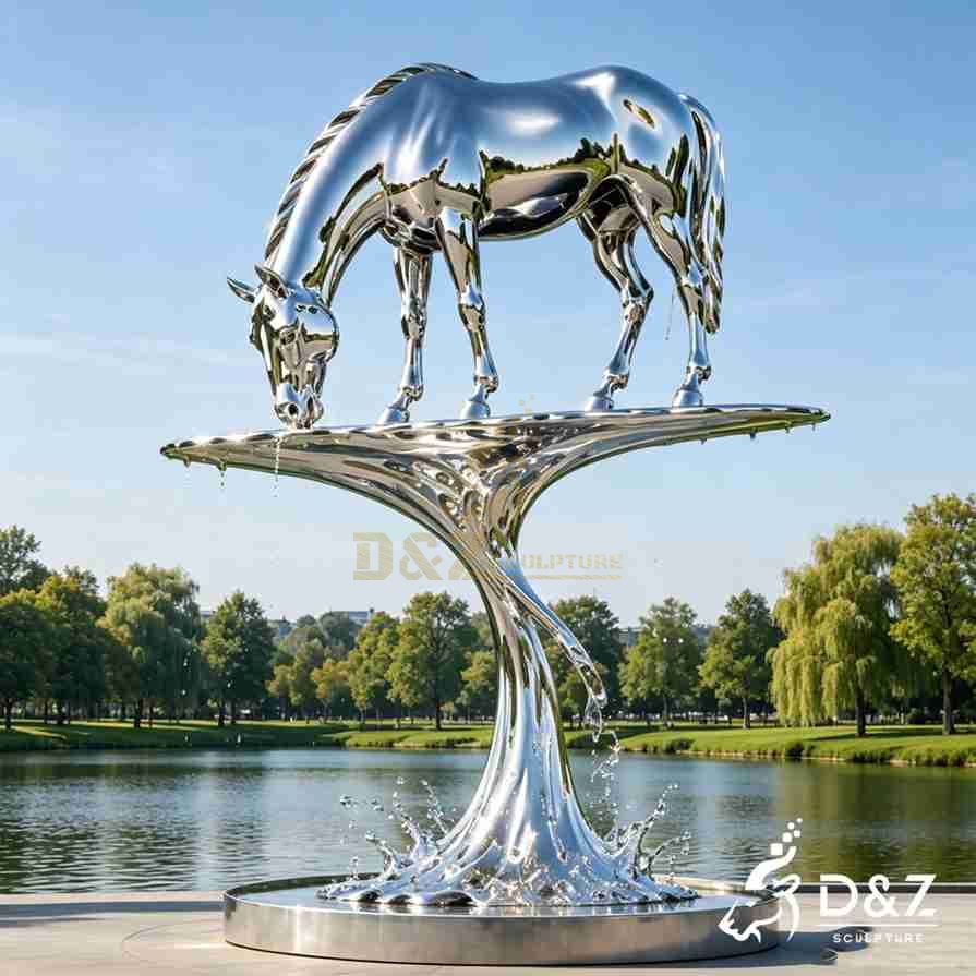 Horse Drinking Water Sculpture 4 Horse Drinking Water Sculpture 4