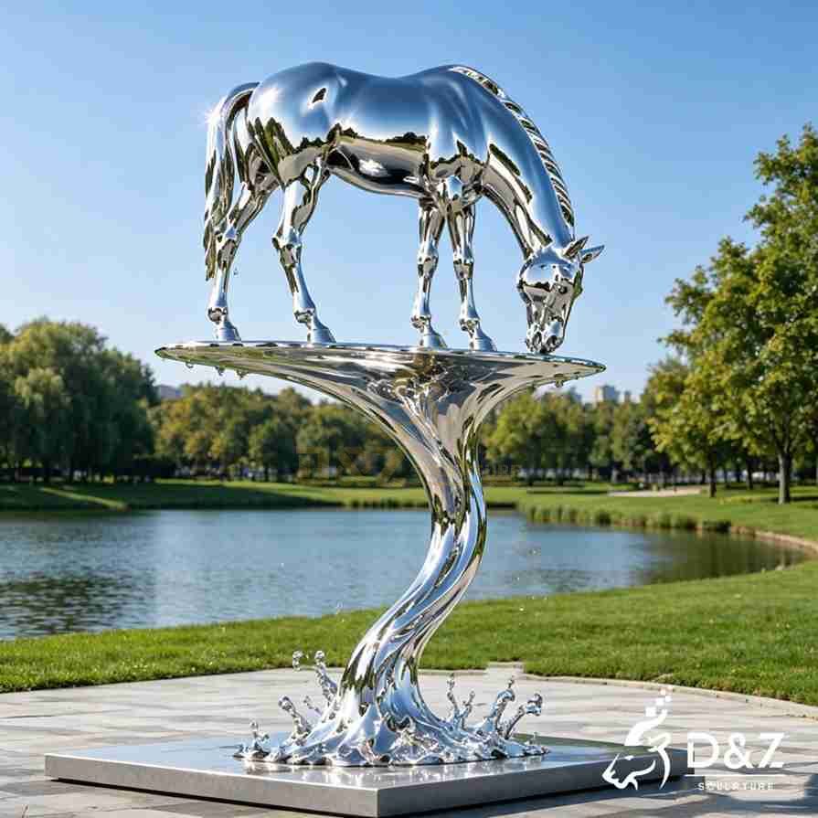 Horse Drinking Water Sculpture 5 Horse Drinking Water Sculpture 5
