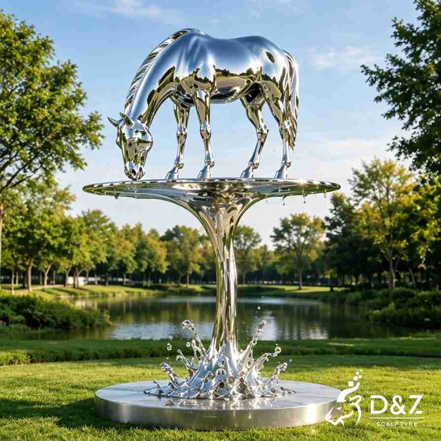 Horse Drinking Water Sculpture 6 Horse Drinking Water Sculpture 6