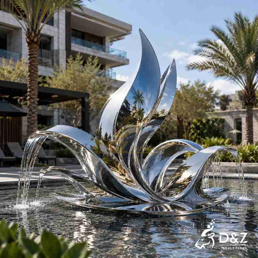 Metal Lotus Water Fountain 4 Metal Lotus Water Fountain 4