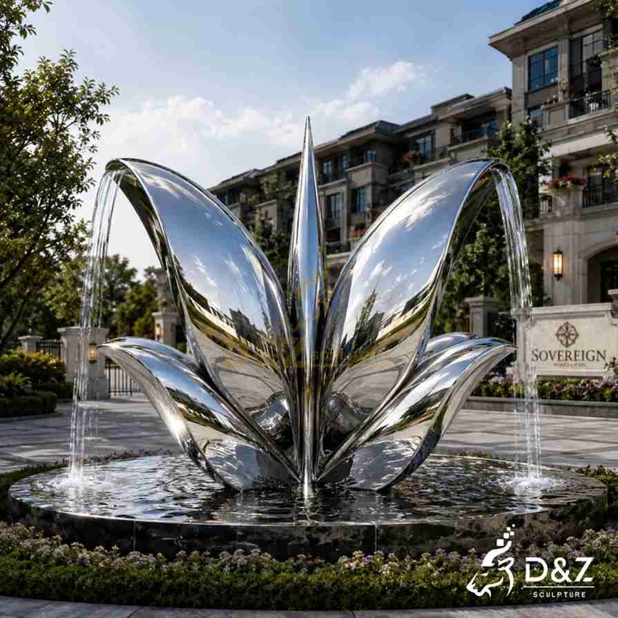 Metal Lotus Water Fountain 6 Metal Lotus Water Fountain 6