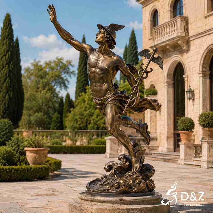 bronze flying god mercury hermes statue for sale