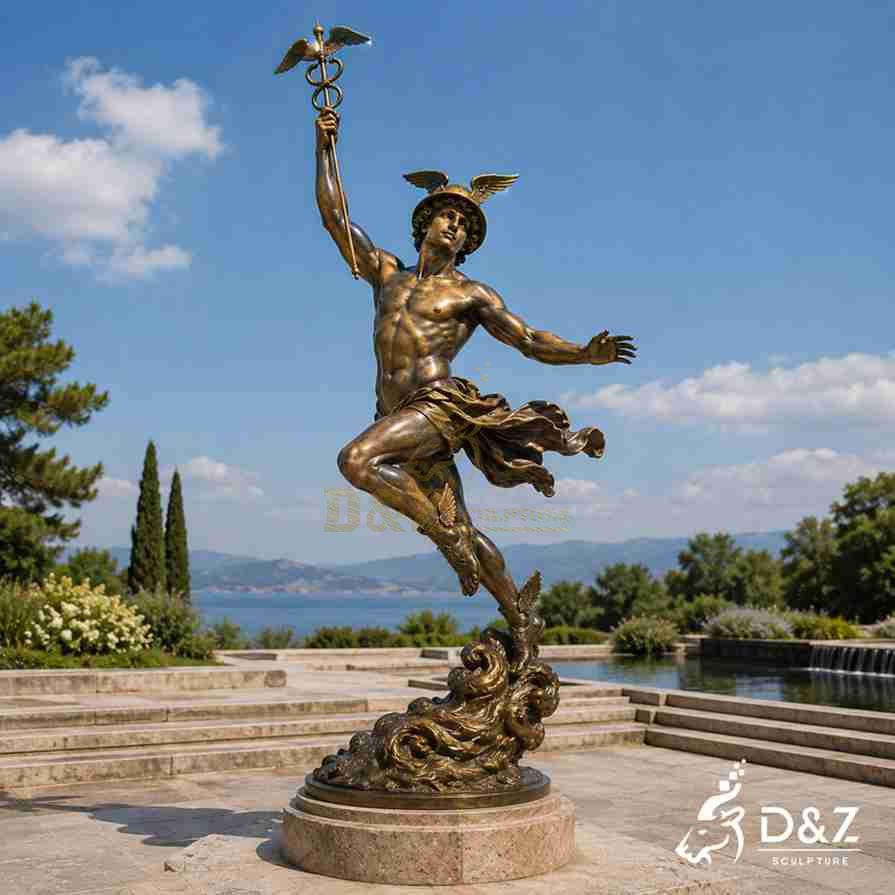 bronze flying god mercury hermes statue for sale