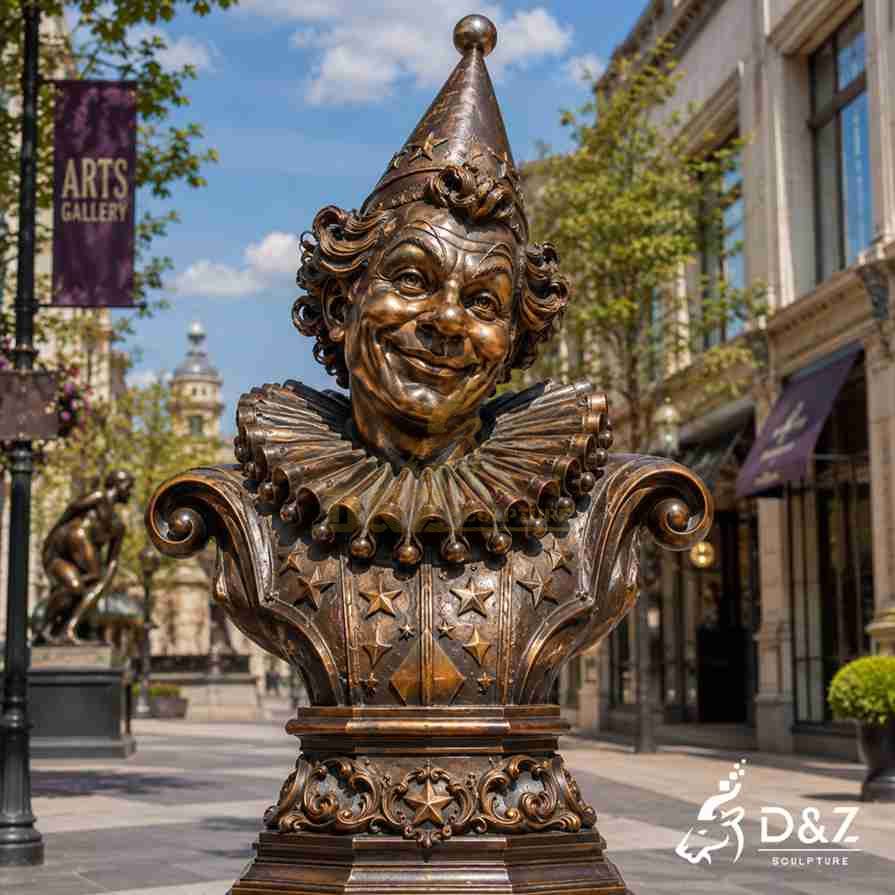 Bronze clown statue bust for city street plaza decor Bronze clown statue bust for city street plaza decor