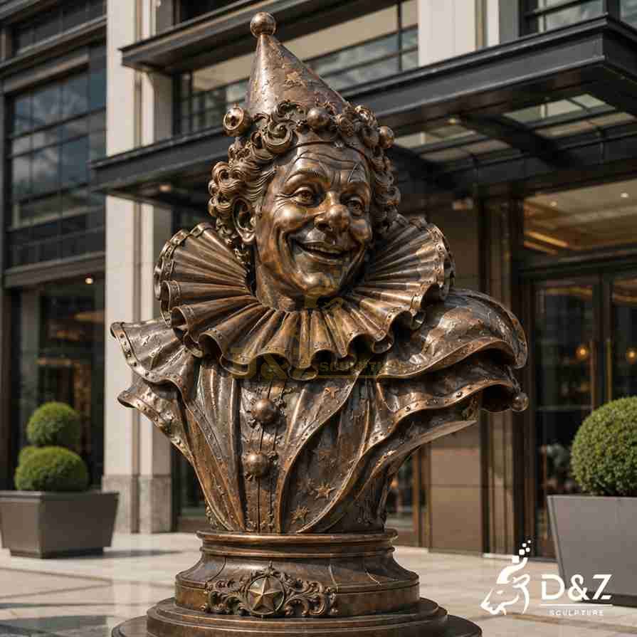 Bronze clown statue bust for commercial building entrance decor Bronze clown statue bust for commercial building entrance decor