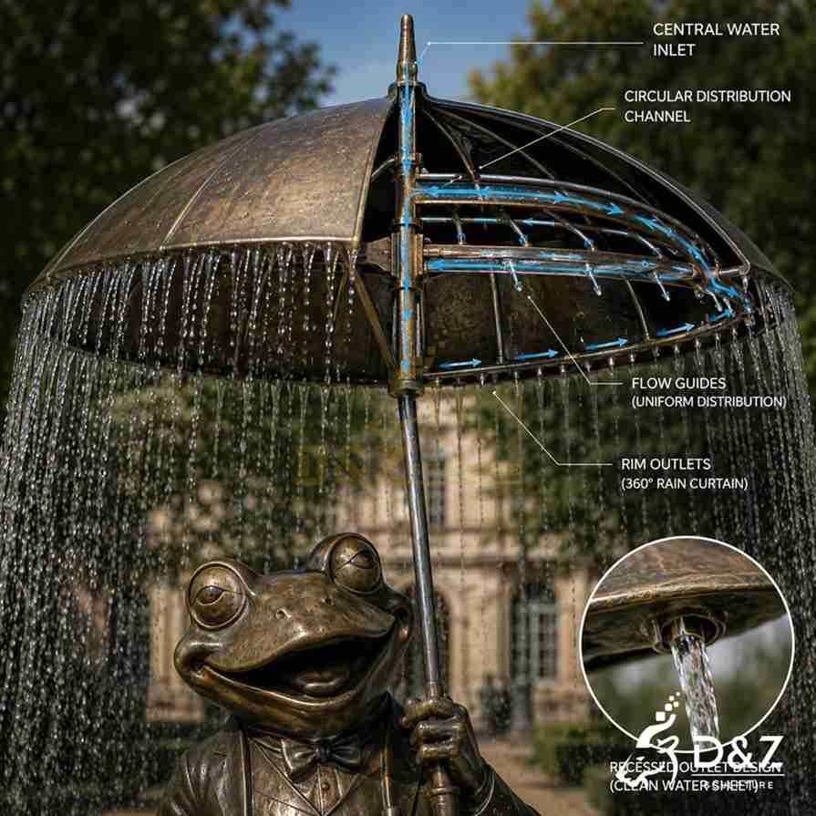 Bronze Frog Water Fountain 7