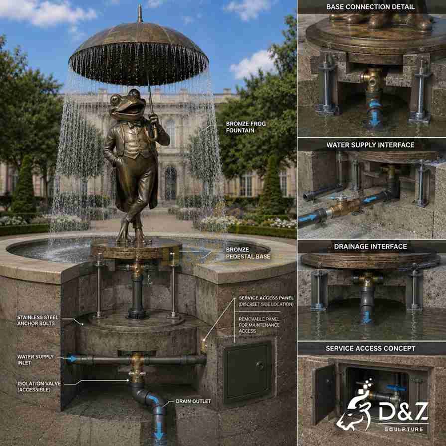 Bronze Frog Water Fountain 8