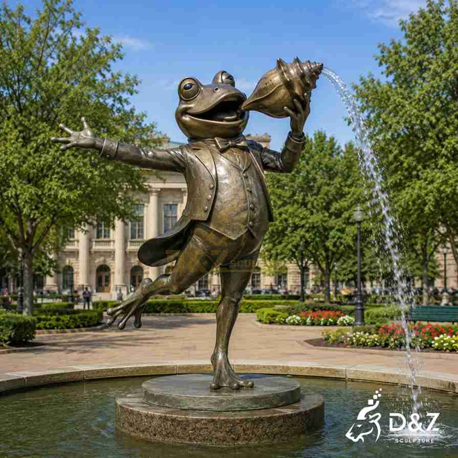 Bronze Frog Water Fountain 9