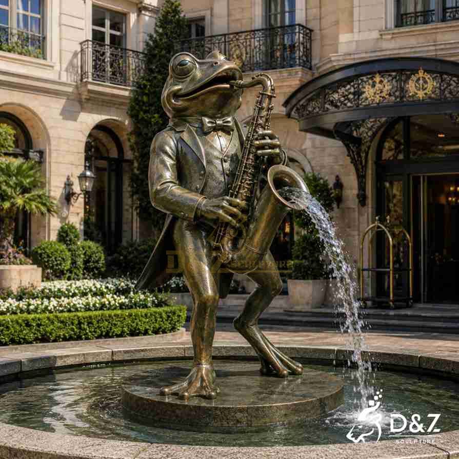 Bronze Frog Water Fountain 12