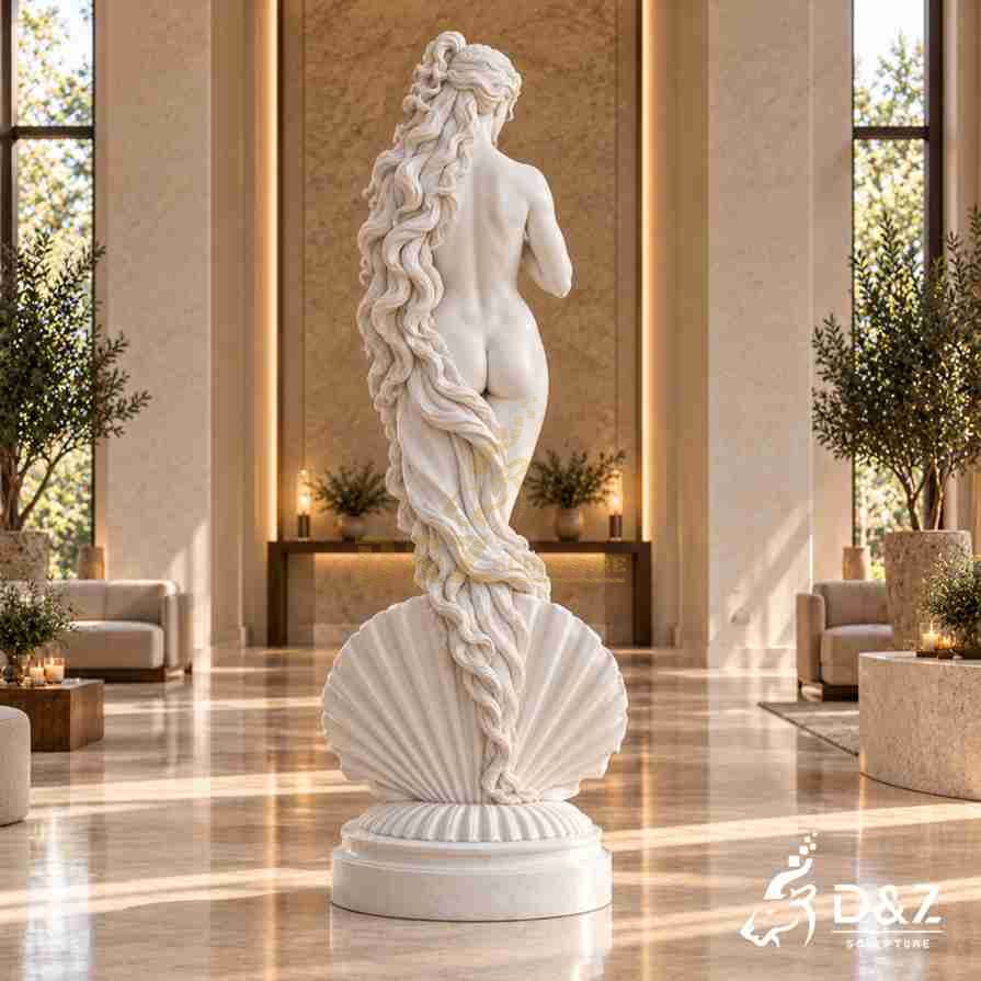 Back view of large marble Birth of Venus statue
