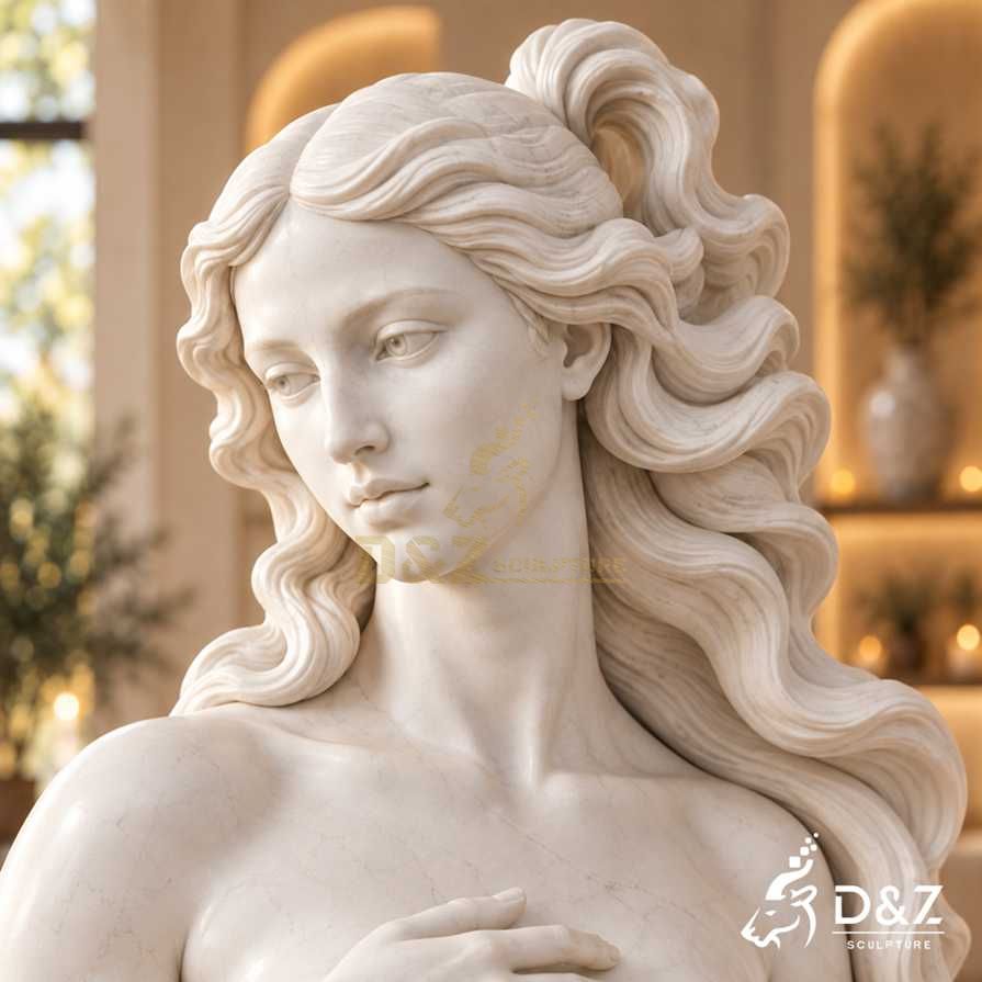 Close-up of Venus face and flowing hair