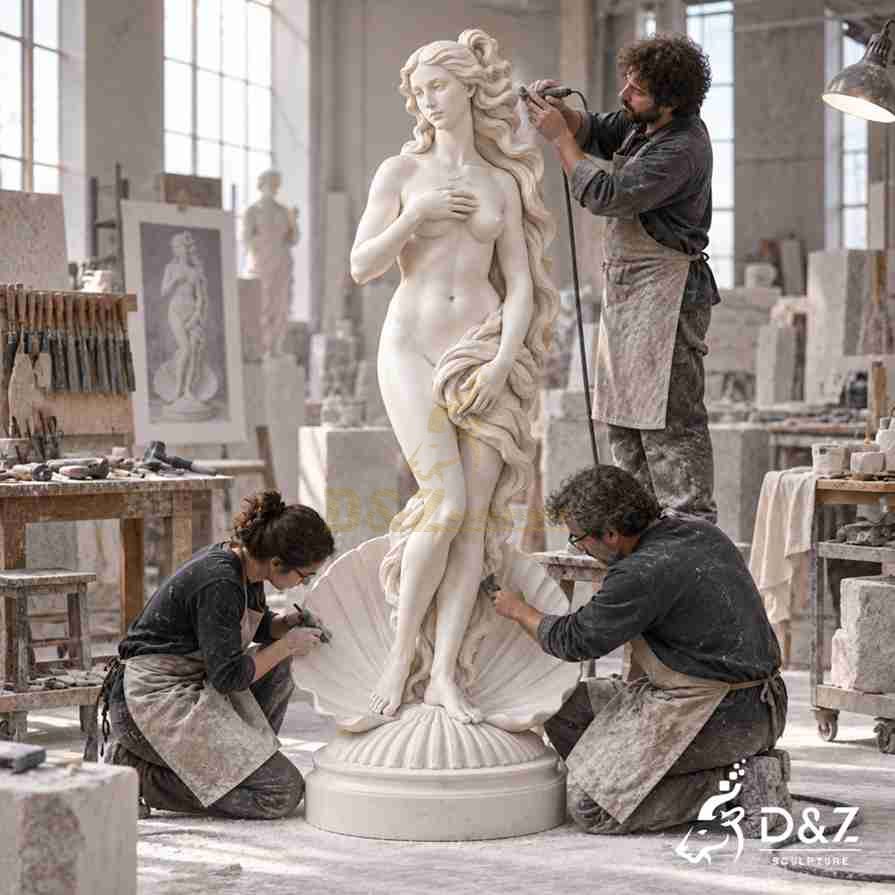 White marble Venus statue with smooth polished finish