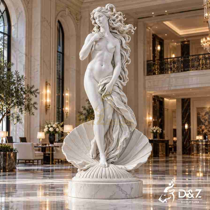 Large marble Venus statue in a hotel lobby