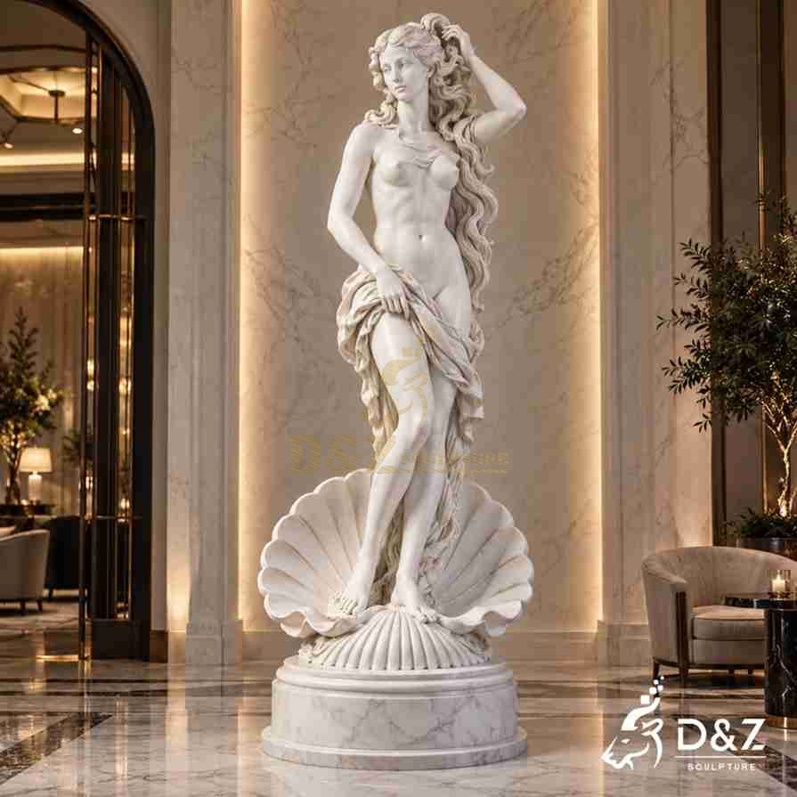 Back view of large marble Birth of Venus statue