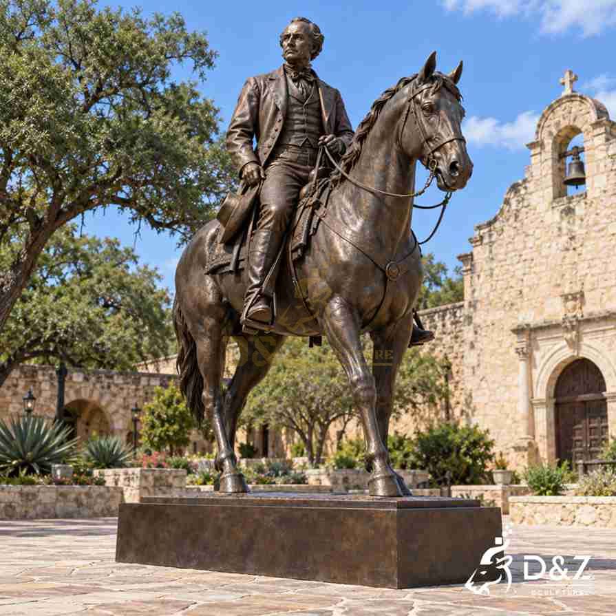 Big Sam Houston statue on horse in bronze with detailed reins saddle clothing and walking horse pose Big Sam Houston statue on horse in bronze with detailed reins saddle clothing and walking horse pose