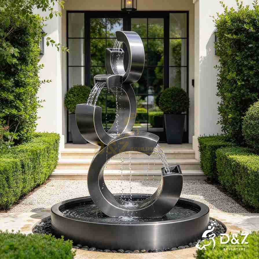 Garden Circle Stainless Steel Fountain Sculpture For Decoration Garden Circle Stainless Steel Fountain Sculpture For Decoration